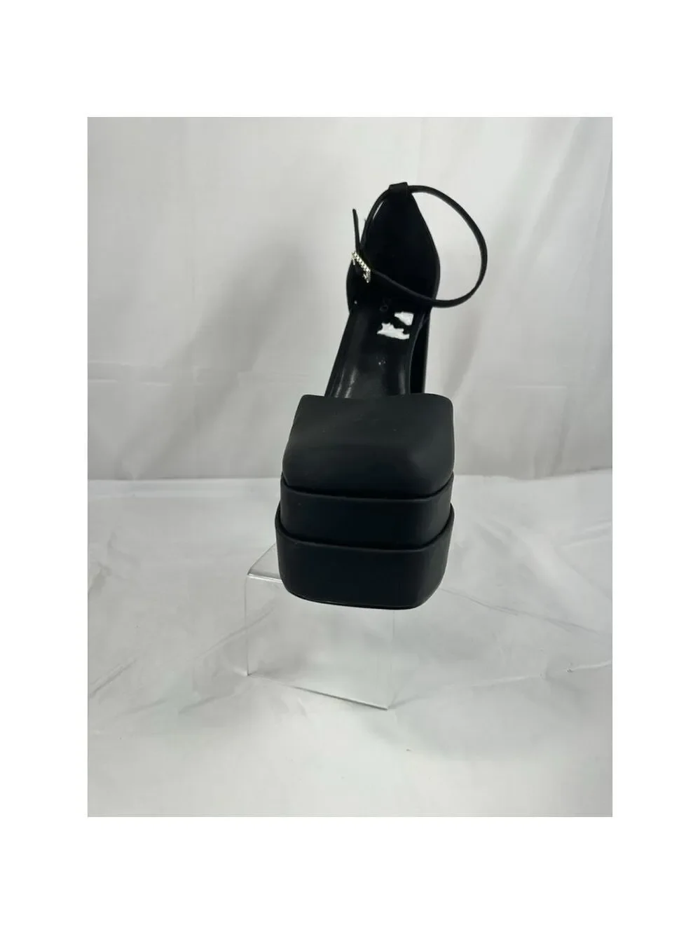 ALDO Grandle AnkleStrap Double Platform 5.75” Pump Satin Black Women Sz 11 Goth